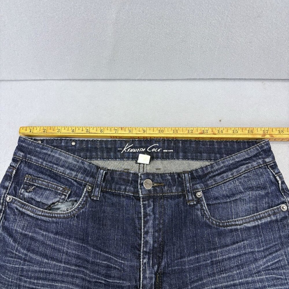 Kenneth‎ Cole New York Men's Distress Denim Blue Jeans Straight Leg Size 34×32 - Picture 8 of 12